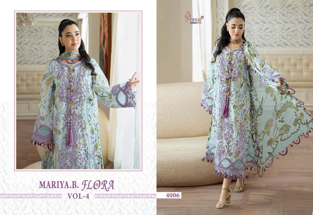 MARIYA B LUXURY LAWN COLLECTION VOL-4 by Shree fabs 4241 TO 4246 SERIES Pakistani Stylish Embroidered pure cotton COLLECTION At Wholesale Price